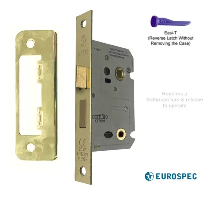 64mm (2 &frac12;") Residential Bathroom Lock - Electro Brass