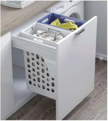 Single Pull Out Laundry Drawer for 600mm Unit