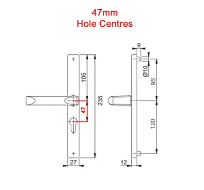 Hoppe London Handles 47mm Centres - Gold Aluminium