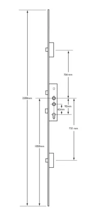 Lockmaster Door Lock - 3 Deabbolts 92/45 - 1436mm Bolt Centres