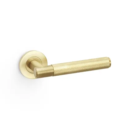 Alexander and Wilks Spitfire Knurled Lever on Round Rose - Satin Brass PVD