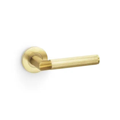 Alexander and Wilks Harrier Knurled Lever on Round Rose - Satin Brass PVD
