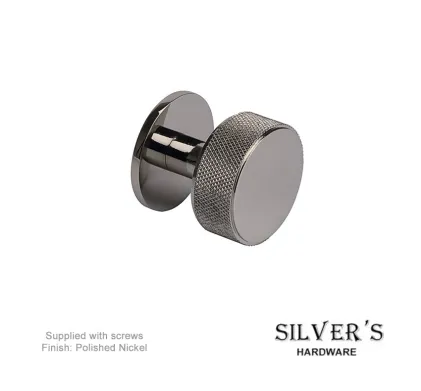 Knurled Round Cabinet Knob - Polished nickel