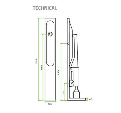 Lever Action Flush Bolt SSS - 19 x 154mm Square Profile