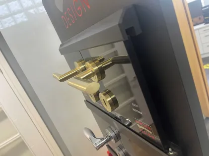 Verona Lever on Rose Door Handles - Karcher Satin Brass