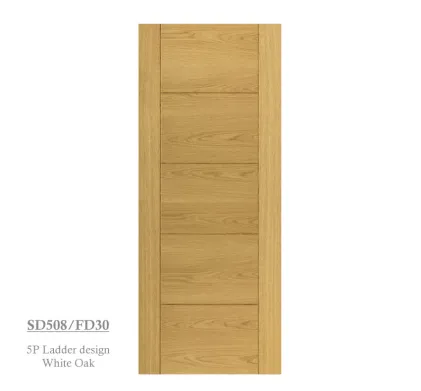 5 Panel Lacquered Ladder Style Door White Oak