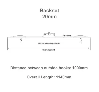 1140mm Tongue Espag Window Lock - 20mm Backset