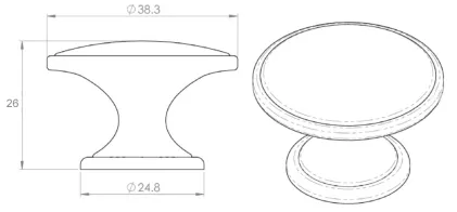 38mm Oxford Cabinet door knob - Bronze
