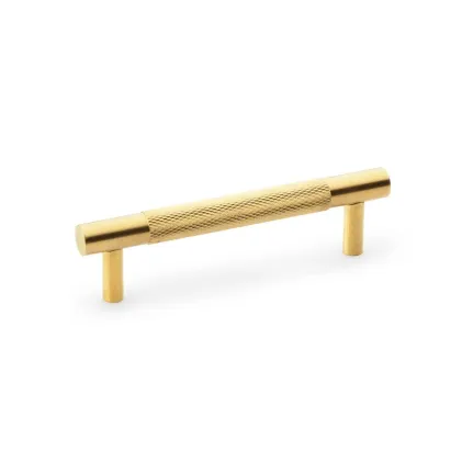 96mm Alexander and Wilks Brunel Knurled T-Bar Cupboard Pull Handle - Satin Brass PVD
