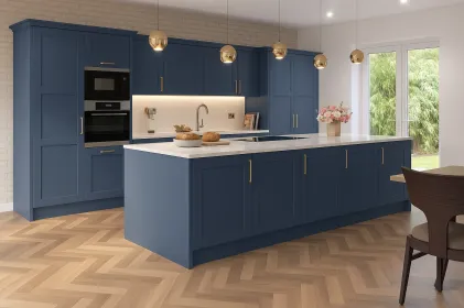 19mm Solid Ash Door/Drawer Front - Painted Navy Blue