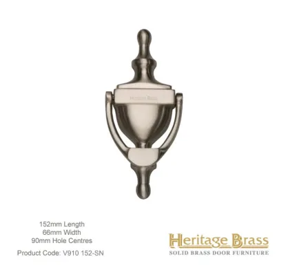 Heritage Brass Urn Door Knocker 152mm Satin Nickel