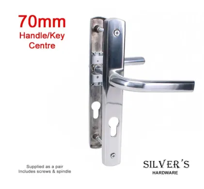 Polished Chrome Sprung Handles 70mm PZ, 200mm Centres