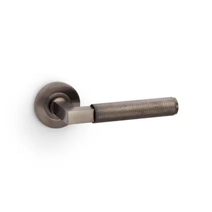 Alexander and Wilks Hurricane Knurled Lever on Round Rose - Dark Bronze PVD