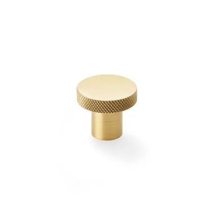 30mm Alexander and Wilks Hanover Knurled Circular Cupboard Knob - Satin Brass