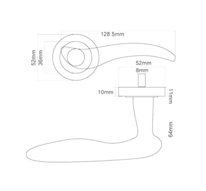 Swish Satin Nickel Lever on Rose Door Handles Fortessa