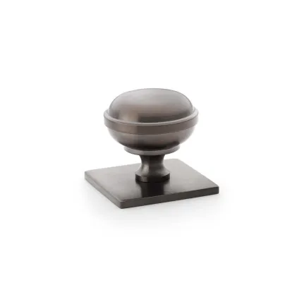 Alexander and Wilks Quantock Cupboard Knob on Square Backplate - Dark Bronze PVD