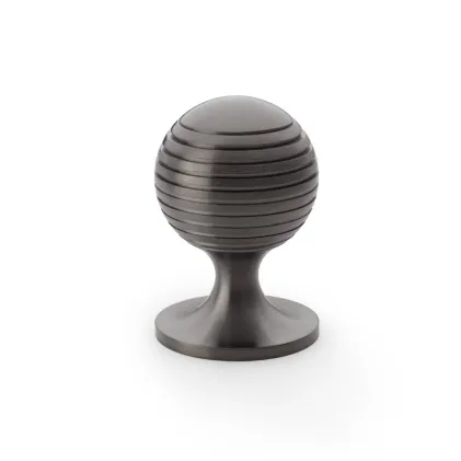 38mm Alexander and Wilks Caesar Cupboard Knob on Round Rose - Dark Bronze PVD