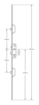 GU 3 Deadbolts 92mm Centres Multipoint Lock - 45mm Backset