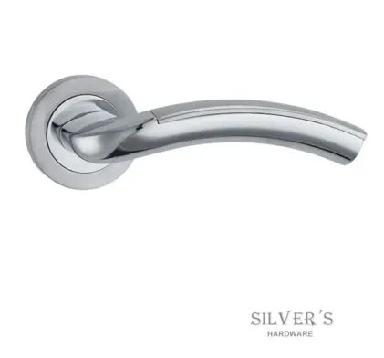 Milan Chrome Lever on Rose Door Handles Fortessa
