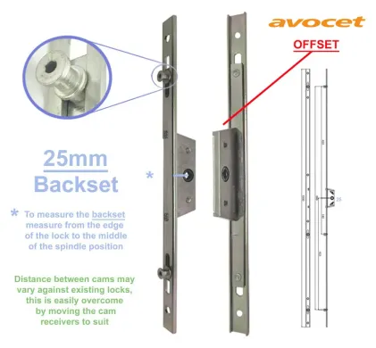 25mm Backset Avocet 1000mm Offset Espag Window Lock