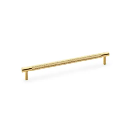 224mm Alexander and Wilks Brunel Knurled T-Bar Cupboard Pull Handle - Satin Brass PVD