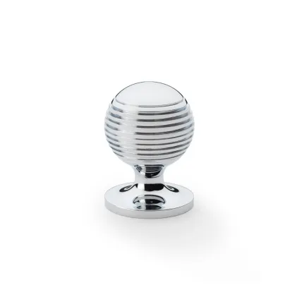 32mm Alexander and Wilks Caesar Cupboard Knob on Round Rose - Polished Chrome