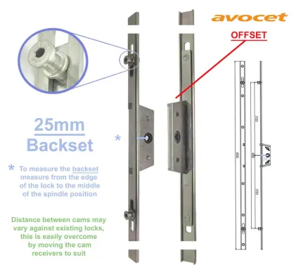 25mm Backset Avocet 600mm Offset Espag Window Lock