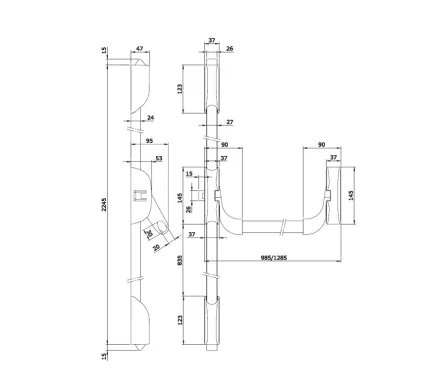 Iseo Vertical Panic Bar Kit, Red Bar.