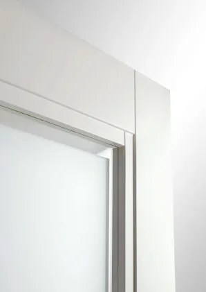 1 Panel White Primed Stepped Shaker Style Door Lined - Glazed Frosted (Clear Border)