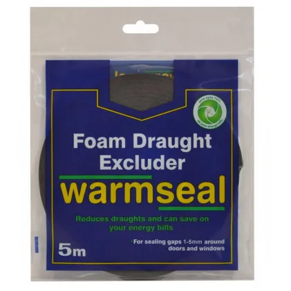 WARMSEAL Self Adhesive Heavy Foam Draught Excluder 1-5mm Gaps - (5m) Black