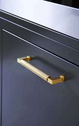 Alexander and Wilks Camille Knurled Cabinet Pull Handle - Satin Brass PVD
