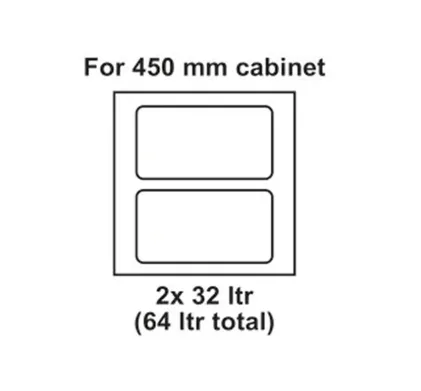 450mm Pull Out Waste Bin, Ninka Universal One2Five