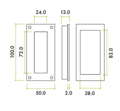 Stainless Steel Flush-Pull Handle 101mm x 50mm