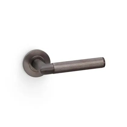 Alexander and Wilks Harrier Knurled Lever on Round Rose - Dark Bronze PVD
