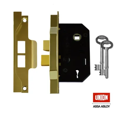 2&frac12;" UNION Rebated 2 Lever Sashlock 64mm Brass