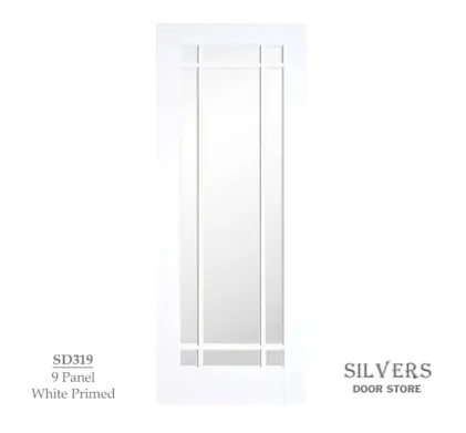 9 Panel White Primed Door Glazed