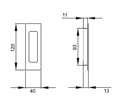 Karcher Sliding Door Handle 120 x 41 x 12mm - Satin Brass
