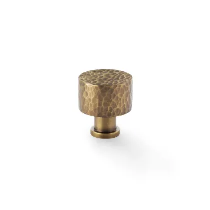 30mm Alexander and Wilks Leila Hammered Cupboard Knob - Antique Brass