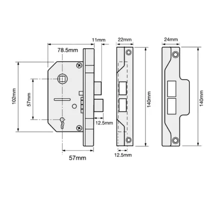 3" UNION Rebated 2 Lever Sashlock 76mm Silver