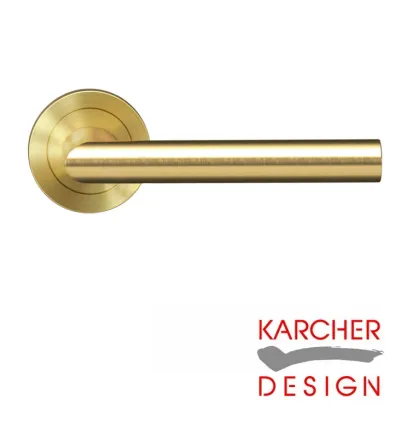 Verona Lever on Rose Door Handles - Karcher Satin Brass