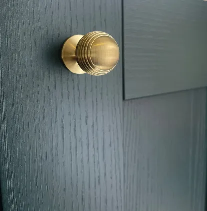32mm Alexander and Wilks Caesar Cupboard Knob on Round Rose - Satin Brass PVD