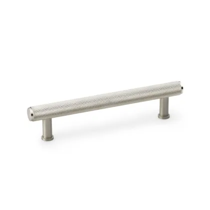128mm Alexander and Wilks Crispin Knurled T-bar Cupboard Pull Handle - Satin Nickel