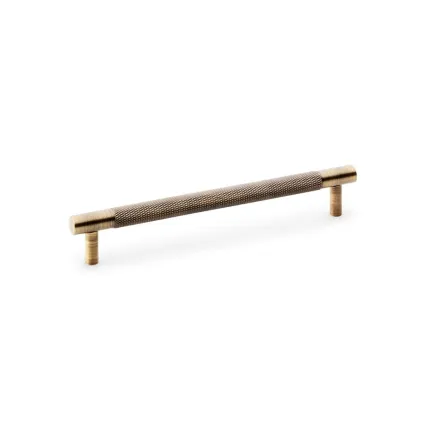 160mm Alexander and Wilks Brunel Knurled T-Bar Cupboard Pull Handle - Antique Brass