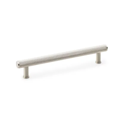 160mm Alexander and Wilks Crispin Knurled T-bar Cupboard Pull Handle - Satin Nickel
