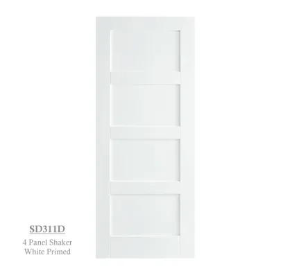 4 Panel White Primed Shaker Style Door