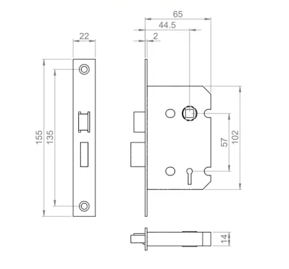 EuroSpec 65mm Electro Brass Sashlock