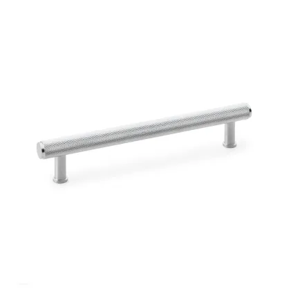 160mm Alexander and Wilks Crispin Knurled T-bar Cupboard Pull Handle - Satin Chrome