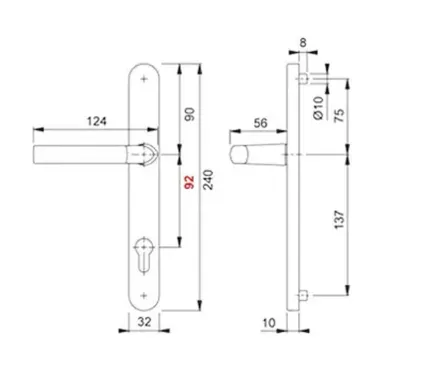 Satin Stainless Steel G316 Handles. 92mm PZ - Supa Stainless G316