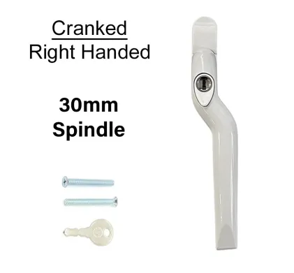 30mm Cranked Espag Window handle White - Right Handed