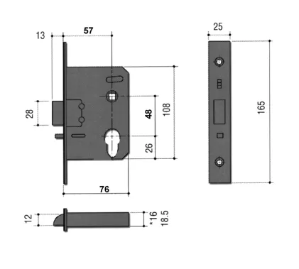 76mm Euro Profile Mortice Nightlatch